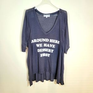Wildfox | Around Here We Have Dessert First | Oversized Grey Tee, Size XS